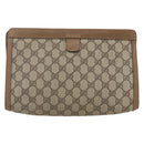 GUCCI GG Supreme Web Sherry Line Clutch Bag PVC Beige 89 01 033 Auth 162952-2