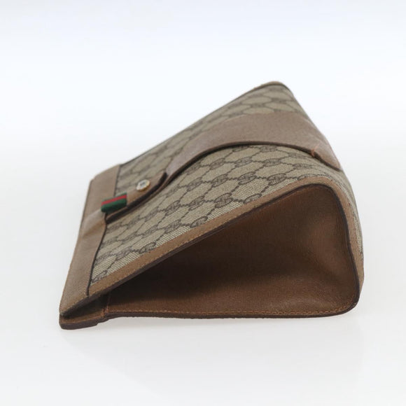 GUCCI GG Supreme Web Sherry Line Clutch Bag PVC Beige 89 01 033 Auth 162952