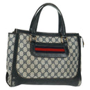 GUCCI GG Supreme Sherry Line Hand Bag PVC Navy Gold Auth 162954-1