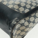 GUCCI GG Supreme Sherry Line Hand Bag PVC Navy Gold Auth 162954-13