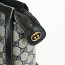 GUCCI GG Supreme Sherry Line Hand Bag PVC Navy Gold Auth 162954-14
