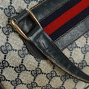 GUCCI GG Supreme Sherry Line Hand Bag PVC Navy Gold Auth 162954-15