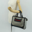 GUCCI GG Supreme Sherry Line Hand Bag PVC Navy Gold Auth 162954-24