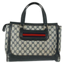 GUCCI GG Supreme Sherry Line Hand Bag PVC Navy Gold Auth 162954-3