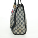 GUCCI GG Supreme Sherry Line Hand Bag PVC Navy Gold Auth 162954-5