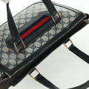GUCCI GG Supreme Sherry Line Hand Bag PVC Navy Gold Auth 162954-6