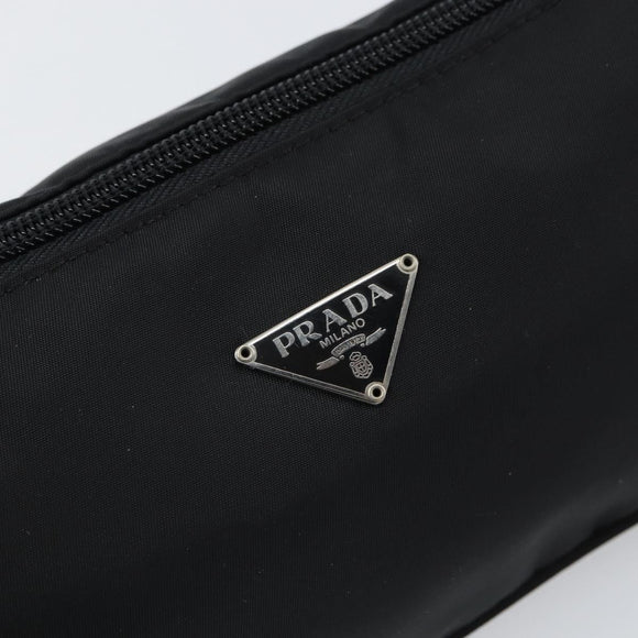 PRADA Accessory Pouch Nylon Black Silver Auth 162965V