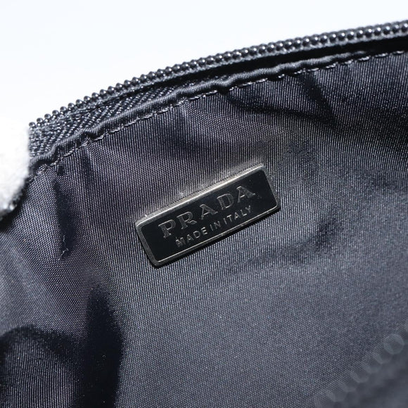 PRADA Accessory Pouch Nylon Black Silver Auth 162965V