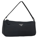 PRADA Accessory Pouch Nylon Black Silver Auth 162965V-1
