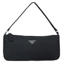 PRADA Accessory Pouch Nylon Black Silver Auth 162965V-13