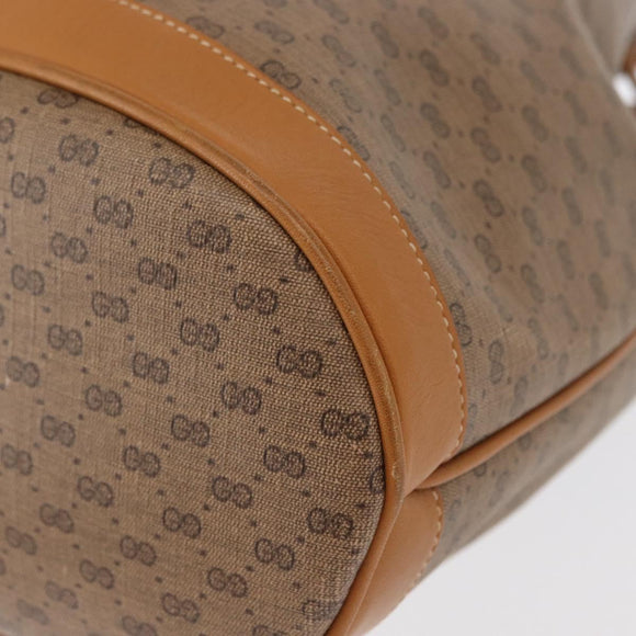 GUCCI Micro GG Supreme Shoulder Bag PVC Beige Gold Auth 162968