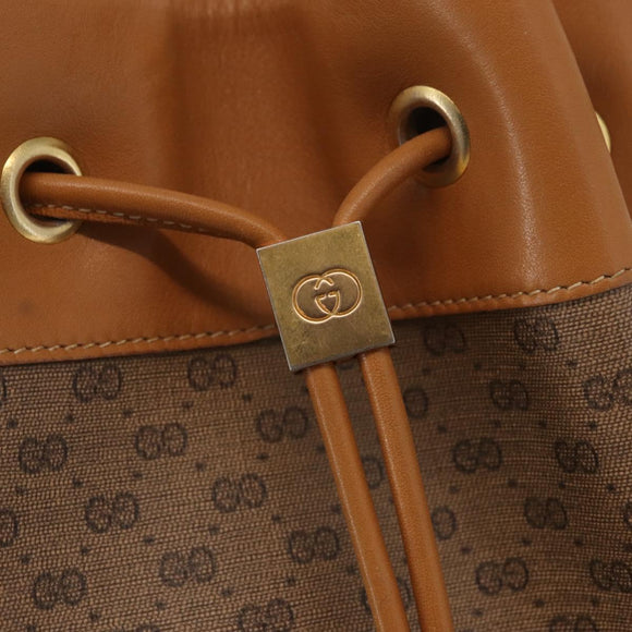 GUCCI Micro GG Supreme Shoulder Bag PVC Beige Gold Auth 162968