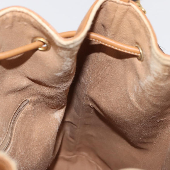 GUCCI Micro GG Supreme Shoulder Bag PVC Beige Gold Auth 162968