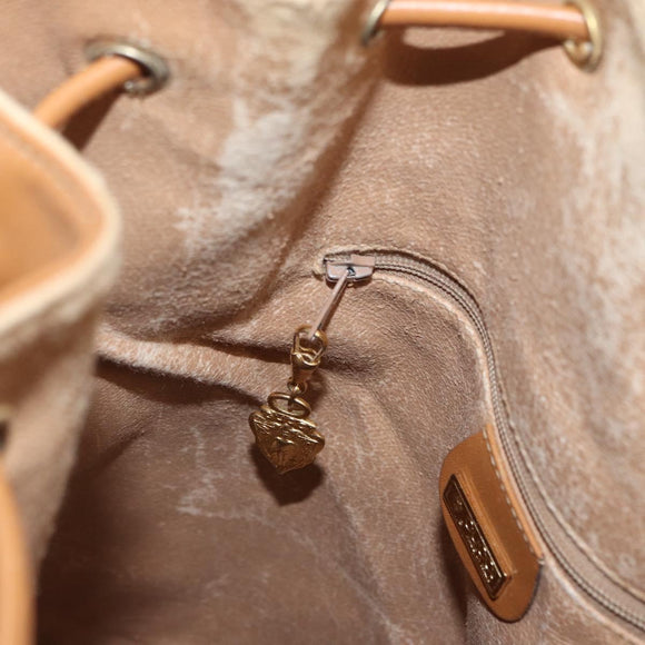 GUCCI Micro GG Supreme Shoulder Bag PVC Beige Gold Auth 162968