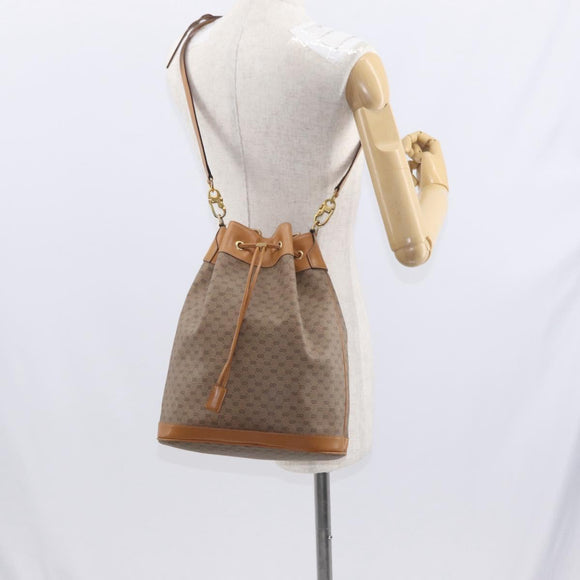 GUCCI Micro GG Supreme Shoulder Bag PVC Beige Gold Auth 162968