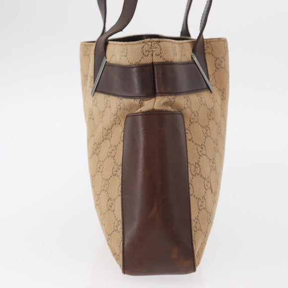 GUCCI GG Canvas Tote Bag Beige Silver 73983 Auth 162969