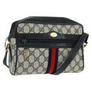 GUCCI GG Supreme Sherry Line Shoulder Bag PVC Navy Red 56 02 004 Auth 162970-1