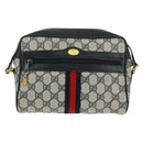 GUCCI GG Supreme Sherry Line Shoulder Bag PVC Navy Red 56 02 004 Auth 162970-2