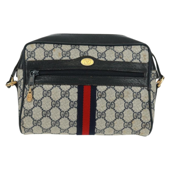 GUCCI GG Supreme Sherry Line Shoulder Bag PVC Navy Red 56 02 004 Auth 162970