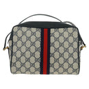 GUCCI GG Supreme Sherry Line Shoulder Bag PVC Navy Red 56 02 004 Auth 162970-4