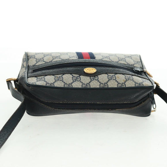 GUCCI GG Supreme Sherry Line Shoulder Bag PVC Navy Red 56 02 004 Auth 162970