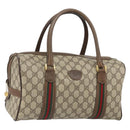 GUCCI GG Supreme Web Sherry Line Boston Bag PVC Beige 002 069 0696 Auth 162976-1