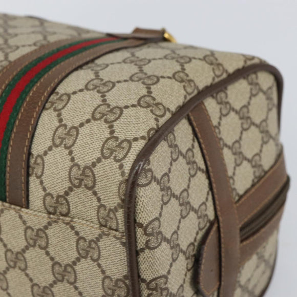 GUCCI GG Supreme Web Sherry Line Boston Bag PVC Beige 002 069 0696 Auth 162976
