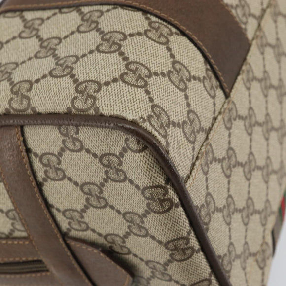 GUCCI GG Supreme Web Sherry Line Boston Bag PVC Beige 002 069 0696 Auth 162976