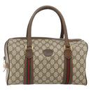 GUCCI GG Supreme Web Sherry Line Boston Bag PVC Beige 002 069 0696 Auth 162976-13