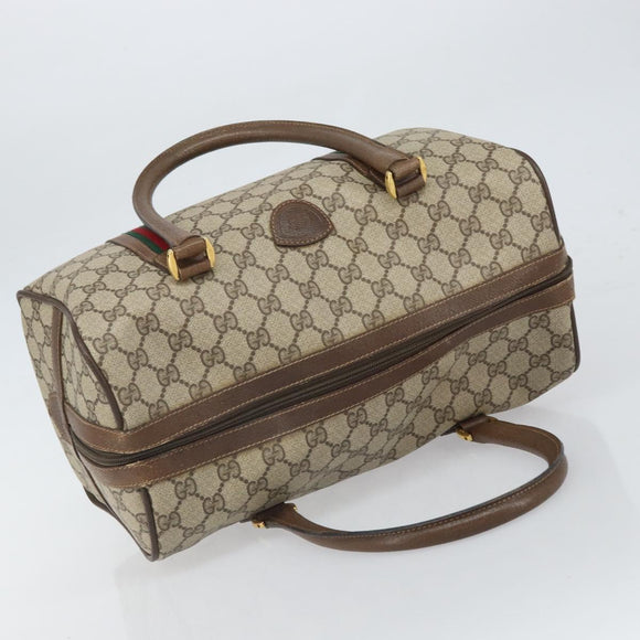 GUCCI GG Supreme Web Sherry Line Boston Bag PVC Beige 002 069 0696 Auth 162976