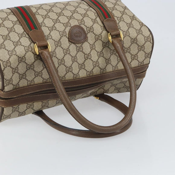 GUCCI GG Supreme Web Sherry Line Boston Bag PVC Beige 002 069 0696 Auth 162976