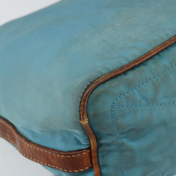 PRADA Shoulder Bag Nylon Light Blue Silver Auth 162977