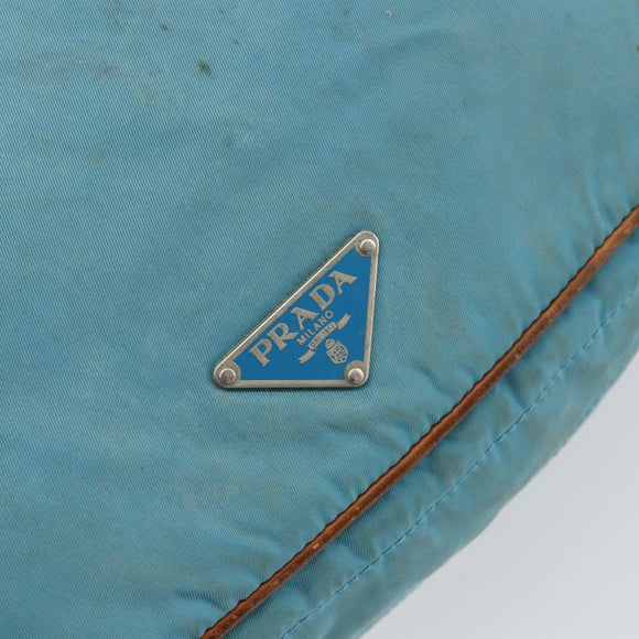 PRADA Shoulder Bag Nylon Light Blue Silver Auth 162977