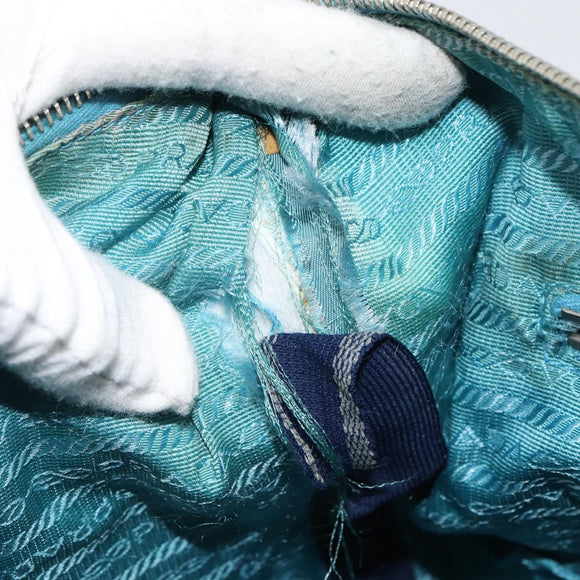 PRADA Shoulder Bag Nylon Light Blue Silver Auth 162977