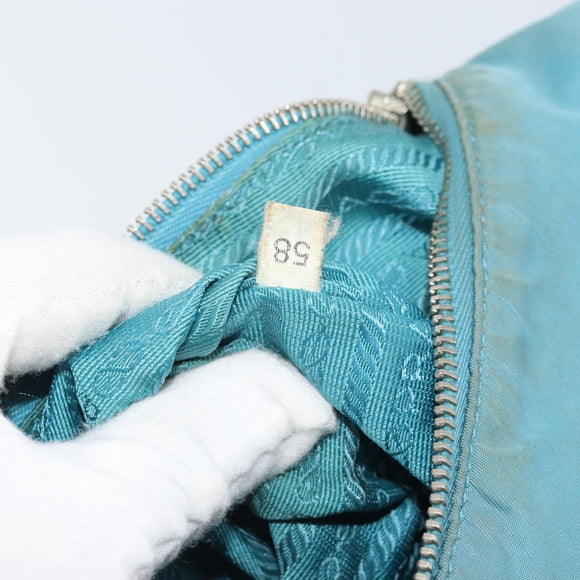 PRADA Shoulder Bag Nylon Light Blue Silver Auth 162977