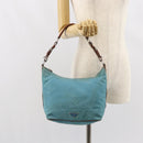 PRADA Shoulder Bag Nylon Light Blue Silver Auth 162977-25