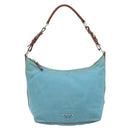 PRADA Shoulder Bag Nylon Light Blue Silver Auth 162977-13