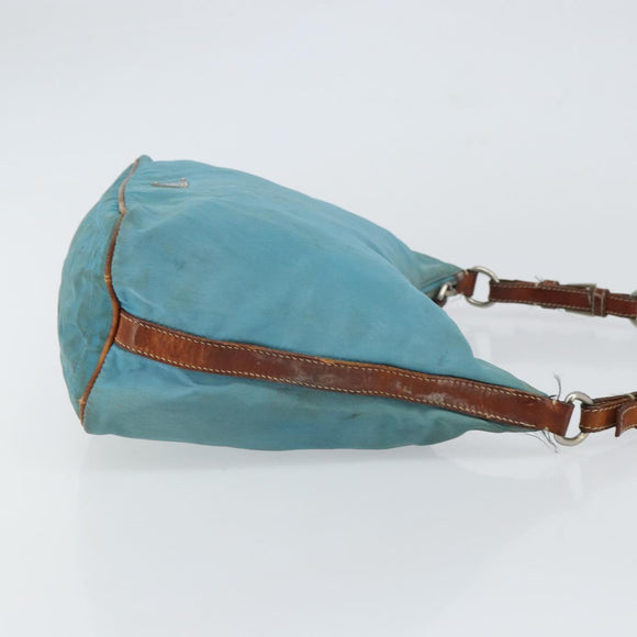 PRADA Shoulder Bag Nylon Light Blue Silver Auth 162977