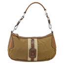 PRADA Shoulder Bag Nylon Beige Silver Auth 162978-13