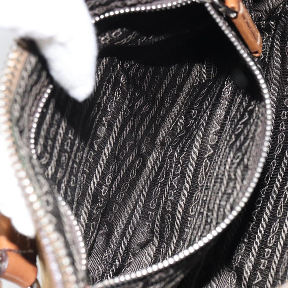 PRADA Shoulder Bag Nylon Beige Silver Auth 162978