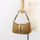 PRADA Shoulder Bag Nylon Beige Silver Auth 162978-25