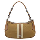PRADA Shoulder Bag Nylon Beige Silver Auth 162978-2