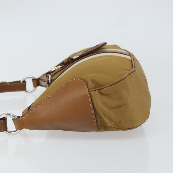 PRADA Shoulder Bag Nylon Beige Silver Auth 162978