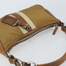 PRADA Shoulder Bag Nylon Beige Silver Auth 162978-6
