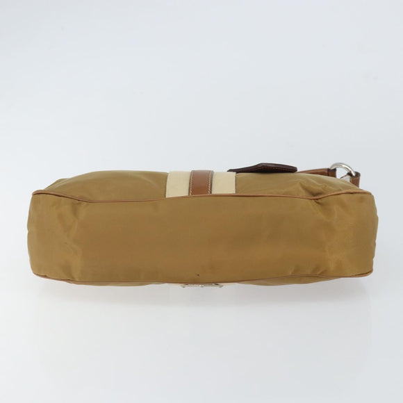 PRADA Shoulder Bag Nylon Beige Silver Auth 162978