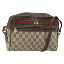 GUCCI GG Supreme Web Sherry Line Shoulder Bag PVC Beige 119 02 088 Auth 162979-1