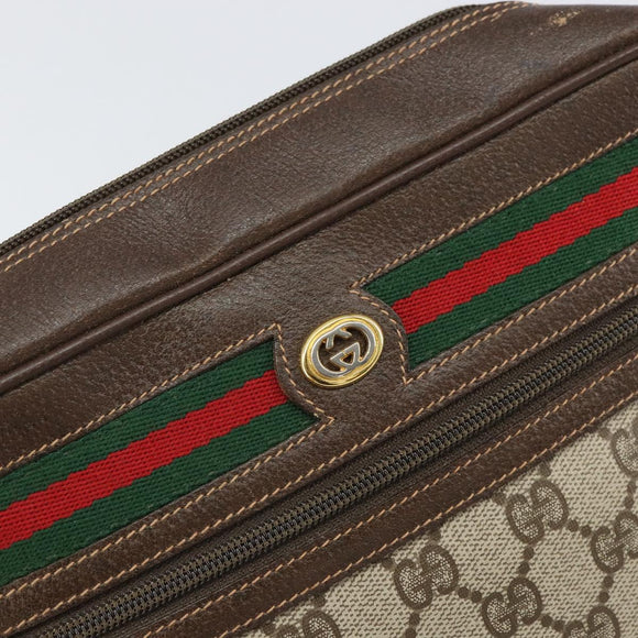 GUCCI GG Supreme Web Sherry Line Shoulder Bag PVC Beige 119 02 088 Auth 162979