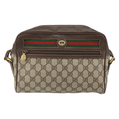 GUCCI GG Supreme Web Sherry Line Shoulder Bag PVC Beige 119 02 088 Auth 162979 - 0