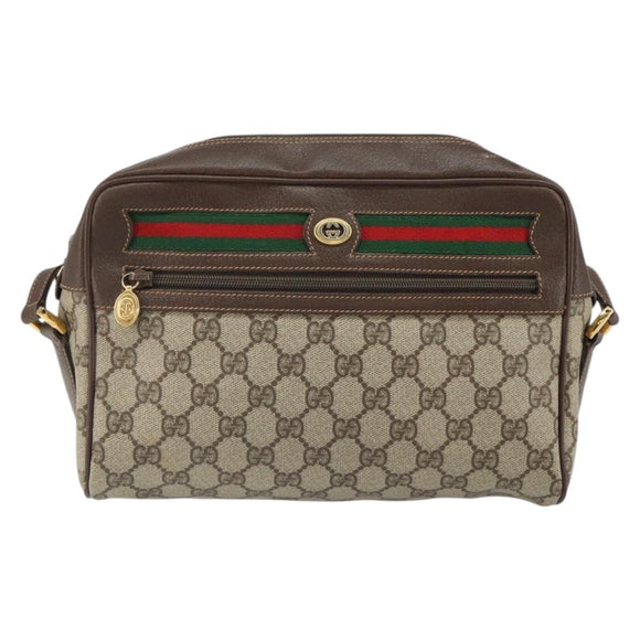 GUCCI GG Supreme Web Sherry Line Shoulder Bag PVC Beige 119 02 088 Auth 162979
