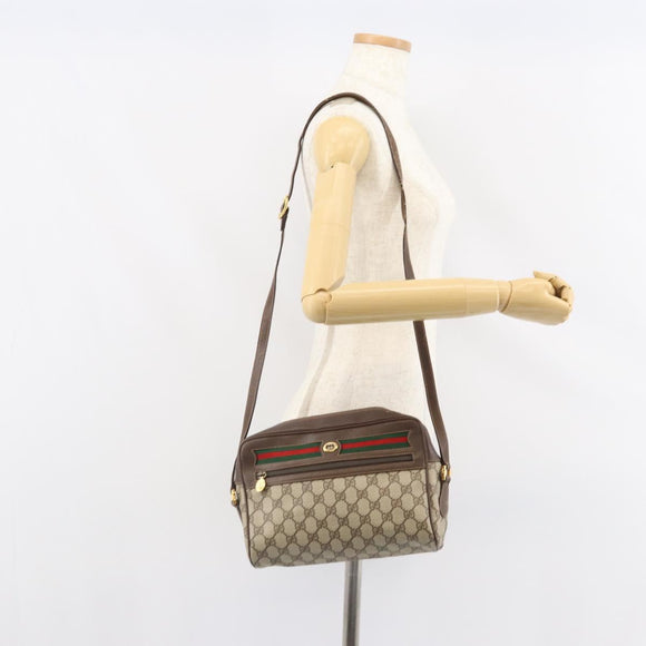 GUCCI GG Supreme Web Sherry Line Shoulder Bag PVC Beige 119 02 088 Auth 162979